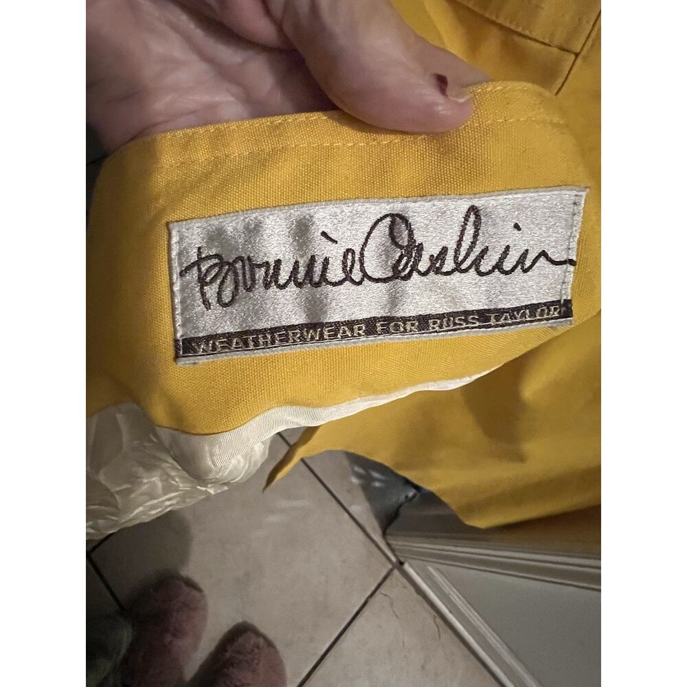 Bonnie Cashin Vintage 1970’s Daffodil Yellow Canvas Raincoat Snapfront Sz M/L - Picture 7 of 11